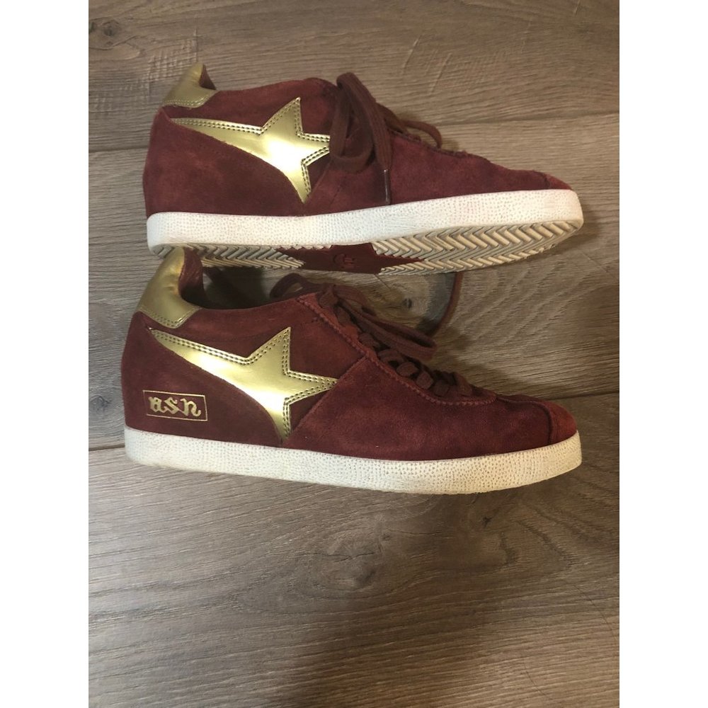 ASH burgundy suede gold star Ash Guepard Bis Sneakers